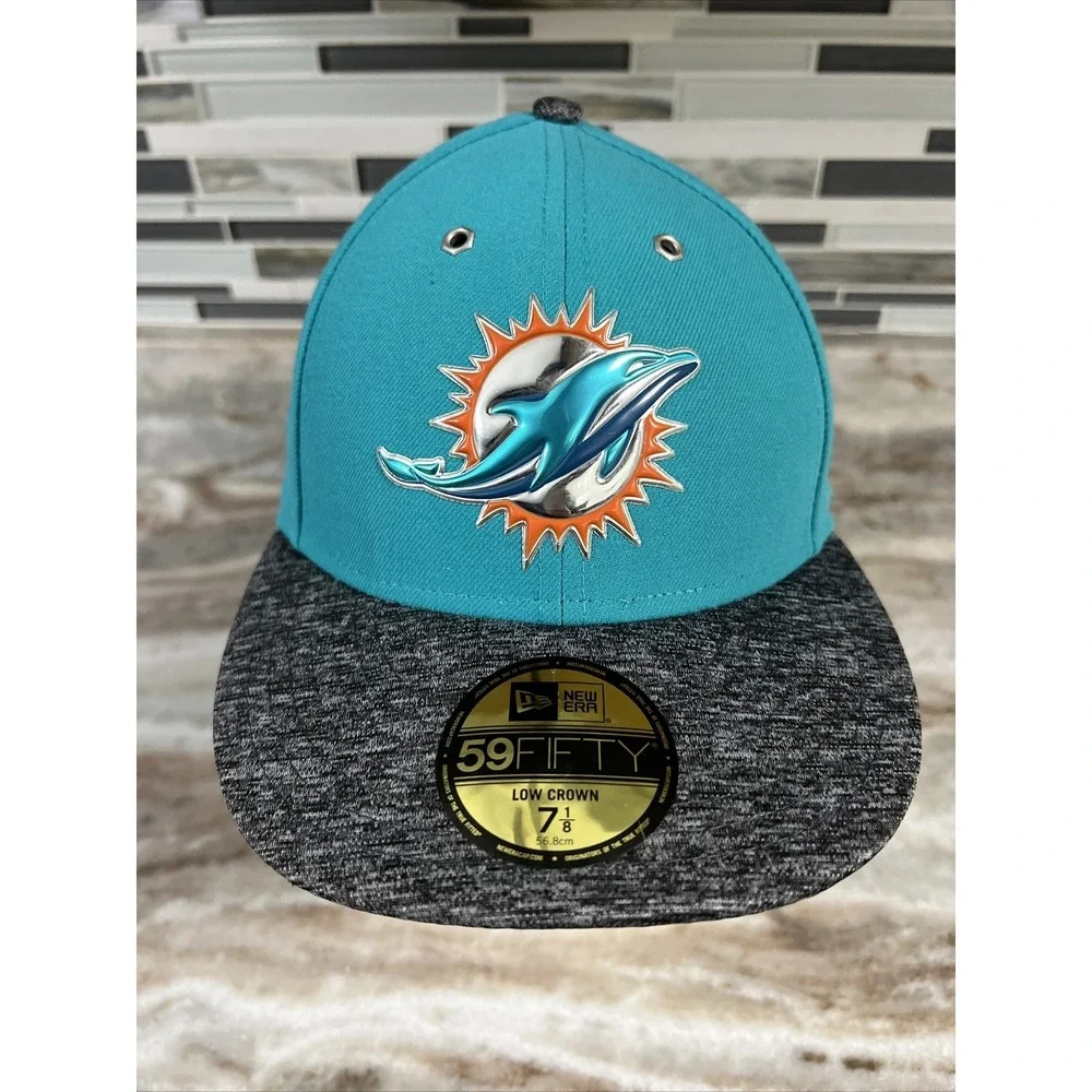 Miami Dolphins NFL Hat Cap Fitted 7 1/8 New Era 59Fifty Low Crown‎